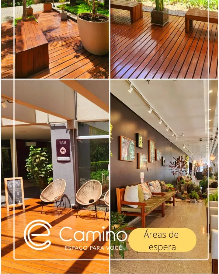 Áreas externas e de espera do Espaço Camino em São Paulo